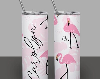 3 Sizes Flamingo Pretty in Pink and Ready to Drink Stainless Tumbler 20 oz 