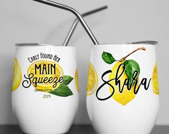 Main Squeeze Lemon Bachelorette Party Tumblers,Custom Wine Tumbler,Bridesmaid Tumbler,Personalized Tumbler,Tumbler with Names,Citrus Tumbler