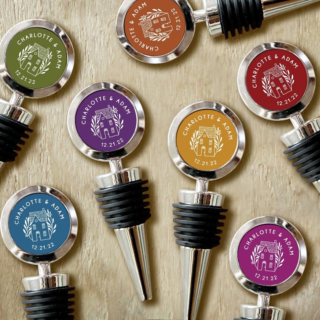 Personalized Wine Stoppers, Bulk Wedding Favors for Guest, Rustic House Wedding Favors, Wine