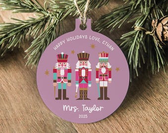 Nutcracker Christmas Ornament  -  Metal Round Ornament - Gift Box Options