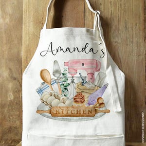 Custom Baking Apron, Personalized Bakery Linen Apron with Pockets,  Baker Gift Box Option