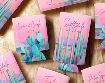 Personalized Desert Wedding Can Coolers - South Western Desert Theme Event Favor