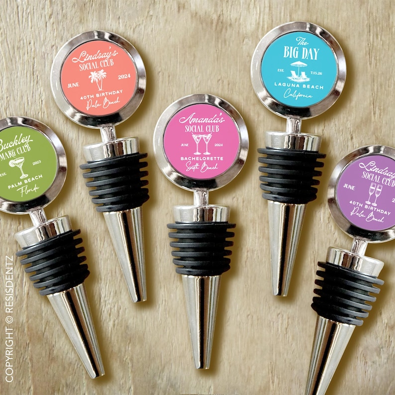 Personalized Social Club Wine Stoppers – Custom Bottle Stopper Favors ...