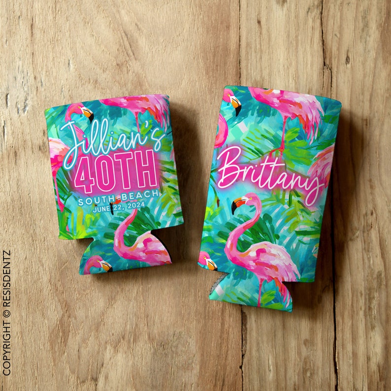 Flamingo Party Favor for Bachelorette Party Cozie Slim Seltzer Can Cooler Standard Size Flamingo Birthday Party Favor Shower Event Favor image 2