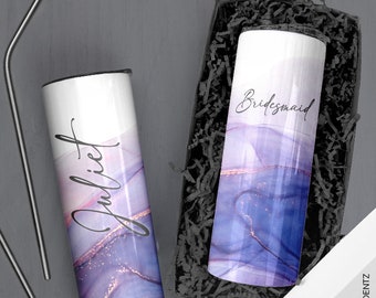 Lavender Geode Tumbler, Custom Bridesmaid Skinny Tumbler, Bridesmaid Tumbler, Personalized Tumbler, Bridesmaid Gift, Custom Drinkware