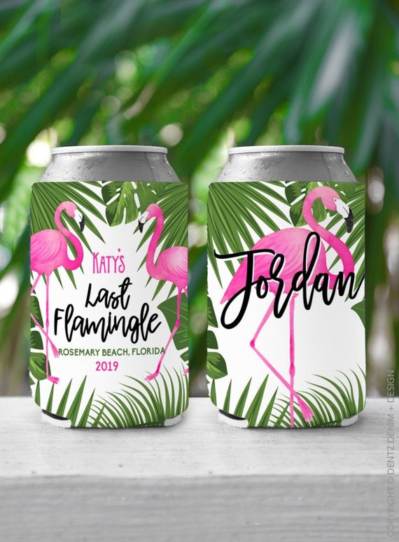 Custom Flamingo Can Cooler, Slim Can Holder, Last Flamingle