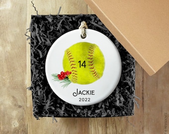Personalized Softball Christmas Tree Ornament - Custom Name for Softball Player Gift