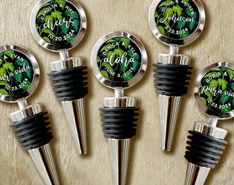 Personalized Wine Bottle Stopper - Tropical Vines and Leaves Wine Stopper Wedding Favors - Bottle Stopper - Party Favor Custom Wine Stopper