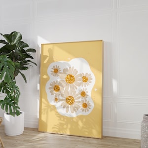 Daisy Print Butteryellow Gänseblümchen Digitales Poster Daisys Pastellgelb Bunt Gelb Yellow Print Flower Market Blumen