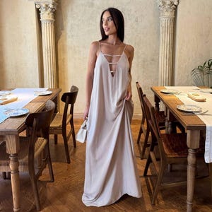 Boho Maxi Summer Dress: Open Back Staple Fabric - One Size