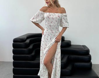 Printed Maxi Corset Dress: Elegant Back Tie, Flattering Waist