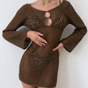 Lightweight Crochet Mesh Dress Cover-Up – Airy Summer Tunic for Beach, Poolside, and Layered Everyday Looks