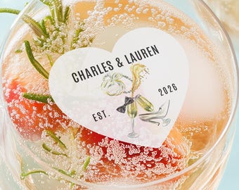 Edible Drink Toppers for Wedding Receptions, Personalized Wafer Cocktail Toppers, Engagement Party Cupcake Toppers, Wedding Cake Decorations