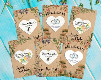 Bomboniera personalizzata a forma di cuore in carta con semi per gli ospiti - Bomboniera per addio al nubilato e baby shower - Bomboniera a forma di cuore con semi - Biglietti "Save the Date" - Regalo ecologico