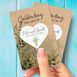 Bulk Plantable Memorial Seed Paper Cards for Funeral Favors, Custom Memory Cards, Sympathy Gifts, Grief Cards, Celebration of Life Keepsakes