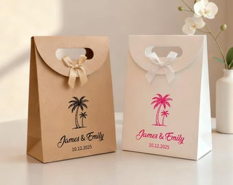 Custom Gift Bags with Ribbon Bows, Personalized Eco-friendly Paper Bag, Thank You Gift Bags, Bridesmaid Gift Packaging, Wedding Welcome Bags