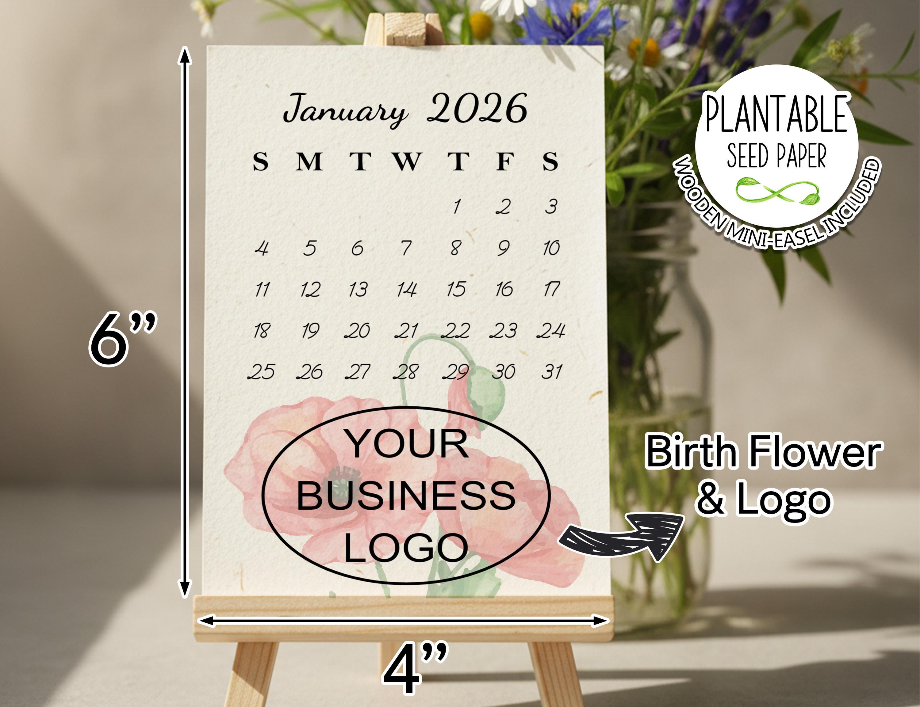 2026 Custom Logo Seed Paper Calendar | Plantable Birth Flowers | Eco ...