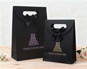 Custom Gift Bags/Small Kraft Paper Gift Bags/Birthday Gift Bags/Eco-Friendly Bags With Ribbon Bows/Wedding Thank You Favor/Personalized Bags