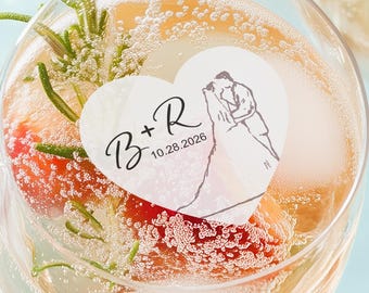 Edible Wedding Monogram Drink Toppers, Personalized Bride and Groom Cocktail Toppers, Rehearsal Dinner, Engagement Party Cupcake Decorations