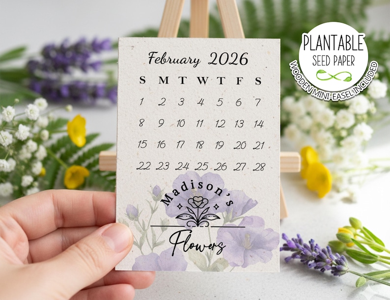 2026 Custom Logo Seed Paper Calendar | Plantable Birth Flowers | Eco ...