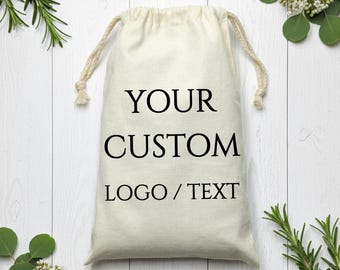 Organic Cotton Drawstring Bags, Personalized Jewelry Packaging Pouch, Eco Friendly Gift & Favor Bags, Bulk Custom Natural Cotton Fabric Bags