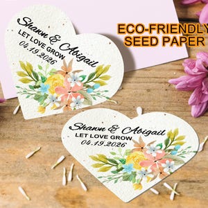 Bulk Plantable Seed Paper Wedding Favors for Guests Party Favors Let Love Grow Heart-Shaped Seed Paper Bridal Shower Gifts Wedding Souvenirs