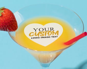 Edible Drink Toppers with Logo/Text/Image for Lovers Event, Wedding Party Cocktail Toppers, Personalized Cupcake Topper, Save the Date Decor