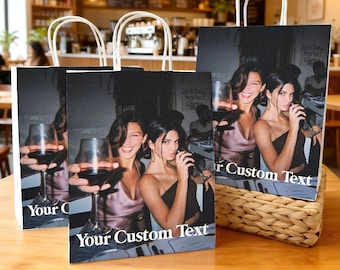 Sacs-cadeaux personnalisés en papier photo/texte/Sacs-cadeaux photo personnalisés respectueux de l'environnement/Articles de cadeaux pour enterrement de vie de jeune fille/sexuelle/Emballage boutique/Sacs-cadeaux mémorables