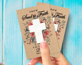 Cartes de mariage personnalisées pour baptême, Cadeaux en gros pour semences de baptême, Cadeaux croisés pour graines à planter, Cadeaux pour événement religieux, Cadeau religieux respectueux de l'environnement