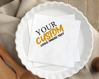 Custom Printed Napkins, Personalized 3-Ply Paper Napkin, Cocktail Napkin, Customize with Your Logo, Image, Design, Party Decor, Event Favors