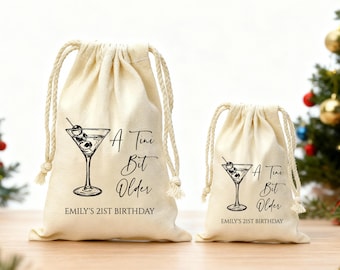 A Tini Bit Older Birthday Party Favor Bag, Bulk Custom Martini and Espresso Hangover Recovery Kit Bags, Personalized 21st Birthday Gift Bags