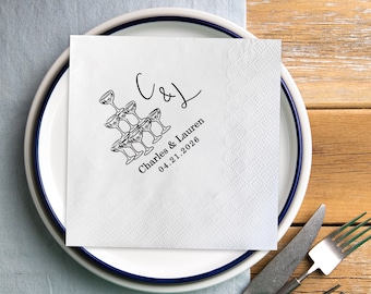 Personalisierte Hochzeits-Servietten, Monogrammierte Cocktail-Servietten, Hochzeit-Party-Servietten, Verlobungs-Party-Dekor, Bar-Servietten, Kundenspezifische Ereignis-Servietten