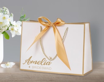 Personalized Bridesmaid Gift Bags/Custom Gift Bags with Ribbons/Luxury Wedding Favor Bags/THANK YOU BAG/Bow Tie Gift Bags/Birthday Gift Bags