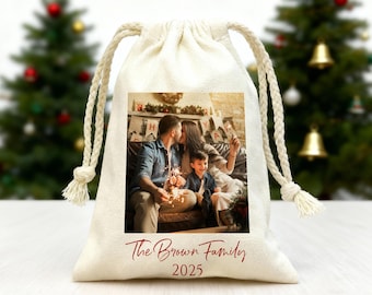 Personalisierte Nikolaustasche/Weihnachtsfamilie Fototaschen/Benutzerdefinierte Name Geschenktasche/Weihnachtsgeschenktaschen/Urlaub Geschenktaschen/Weihnachtsgeschenk für Kinder