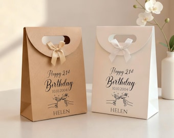 Custom 21st 30th 40th 50th Birthday Gift Bags/Kraft Paper Party Favors Bag/Milestone Birthday Gift Bags/Personalized Gift Bag/Name Gift Bags