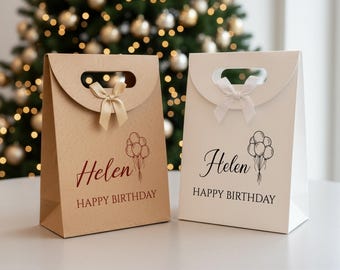 Custom Birthday Gift Bags/Small Eco-Friendly Gift Bags/Birthday Party Favor Bags/Bow Tie Gift Bags/Wedding Welcome Bags/Birthday Goodie Bags