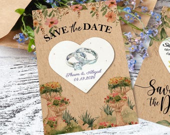 Bomboniere per matrimoni piantabili all'ingrosso - Cuori di carta con semi di fiori di campo - Biglietti di carta con semi "Save the Date" - Carta con semi di fiori personalizzata - Bomboniera per feste unica