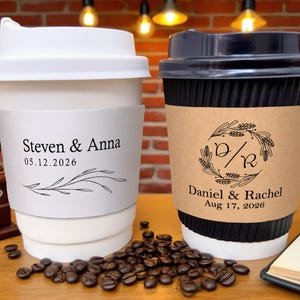 Tasses à café de mariage personnalisées/Gobelets en papier jetables personnalisés pour la réception/cadeau de shower de bébé et décoration unique de bar à café/cadeaux de mariage en vrac