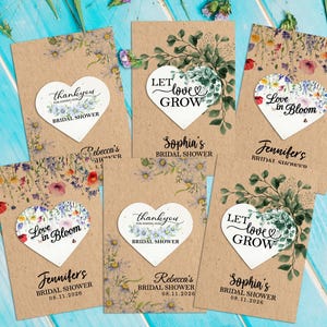 Laat liefde groeien Plantbaar zaaipapier Bedankkaarten, stekpapier vrijgezellenfeest, wilde bloemen, bruiloftszaadgunsten in bulk, milieuvriendelijke geschenken