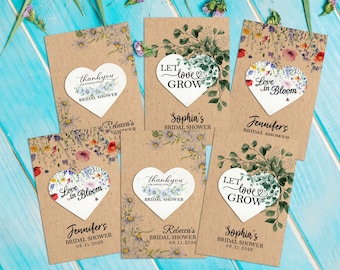 Lass die Liebe wachsen pflanzbare Samenpapier-Bevorzugungskarten, Brautparty-Samenpapier, wächst Wildblumen, Hochzeit-Samenbevorzugungen in loser Schüttung, umweltfreundliche Geschenke