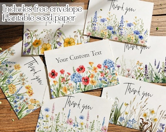 Thank You Plantable Cards | Wildflower Seed Paper | Flower Seed Paper | Eco-Friendly Wedding Favors | Appreciation Gifts For Client Business