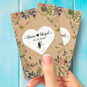 Bulk Custom Seed Paper Wedding Thank-You Favors - Plantable Hearts Grow Cards - Eco-Friendly Bridal and Baby Shower Gifts - Wildflower Seeds
