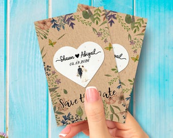 Bomboniere di ringraziamento per matrimoni in carta con semi personalizzati all'ingrosso - Biglietti di auguri con cuori piantabili - Regali ecologici per matrimoni e baby shower - Semi di fiori selvatici