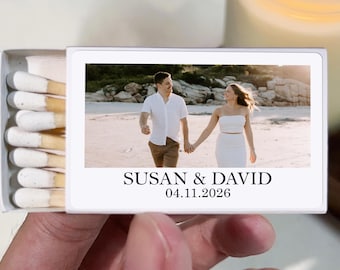 Custom Couple Photo Wedding Matchboxes – Personalized Matches Bulk | Bridal Shower Gifts | Engagement Party Favors | Wedding Logo Matchbooks