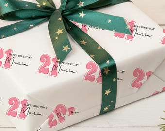 Personalized 21st Birthday Wrapping Paper, Custom Name Gift Wrap, Birthday Paper For Her, Daughter, Finally 21 Birthday Gift, Party Supplies
