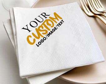 Personalized Cocktail Napkins/Custom Printed with Logo, Image, Text/Reception Napkins/Luncheon and Dinner Napkins/Party Decor/Business Event