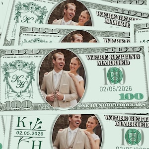 Personalized 100 Dollar Bill Prints, Wedding Marriage Money, Your Face on Money, Custom Birthday Hundred Bucks, 100 Cash Bills, Party Money