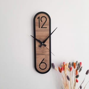 Long Minimalist Wall Clock.Decorative Modern Wall Clock for Home,Entryway and Office,Silent NonTicking. Gift for Friends and Family.