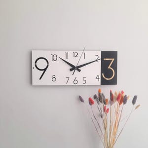 Unique Design Wall Clock.Horizontal Rectangle Clock for Decorative Walls.Silent Nonticking.Wall Decor for Home and Office