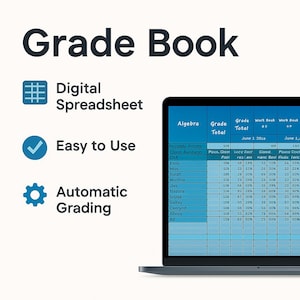 Grade Book Spreadsheet for Teachers - Digital Grade Tracker for Excel or Google Sheets - Printable Grading Template